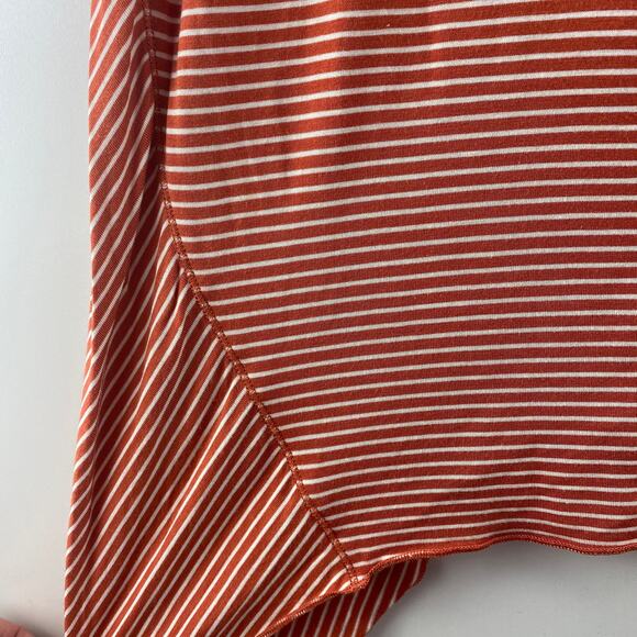 SOFT SURROUNDINGS Womens Stripe Shirt Large Flattering Comfy Swingy Orange White - Picture 4 of 6